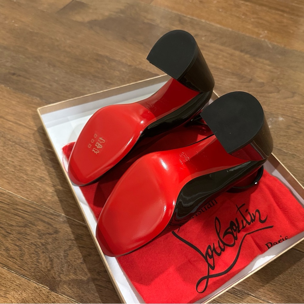Christian louboutin shoes wedge heel patent leather straps